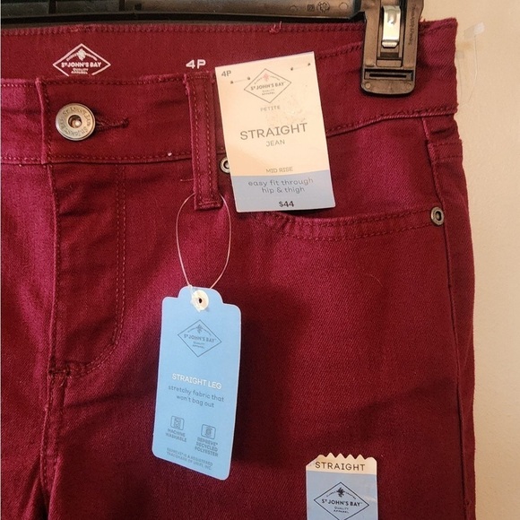 St johns bay jeans mid rise straight jeans Plum size 4 p - Picture 3 of 5